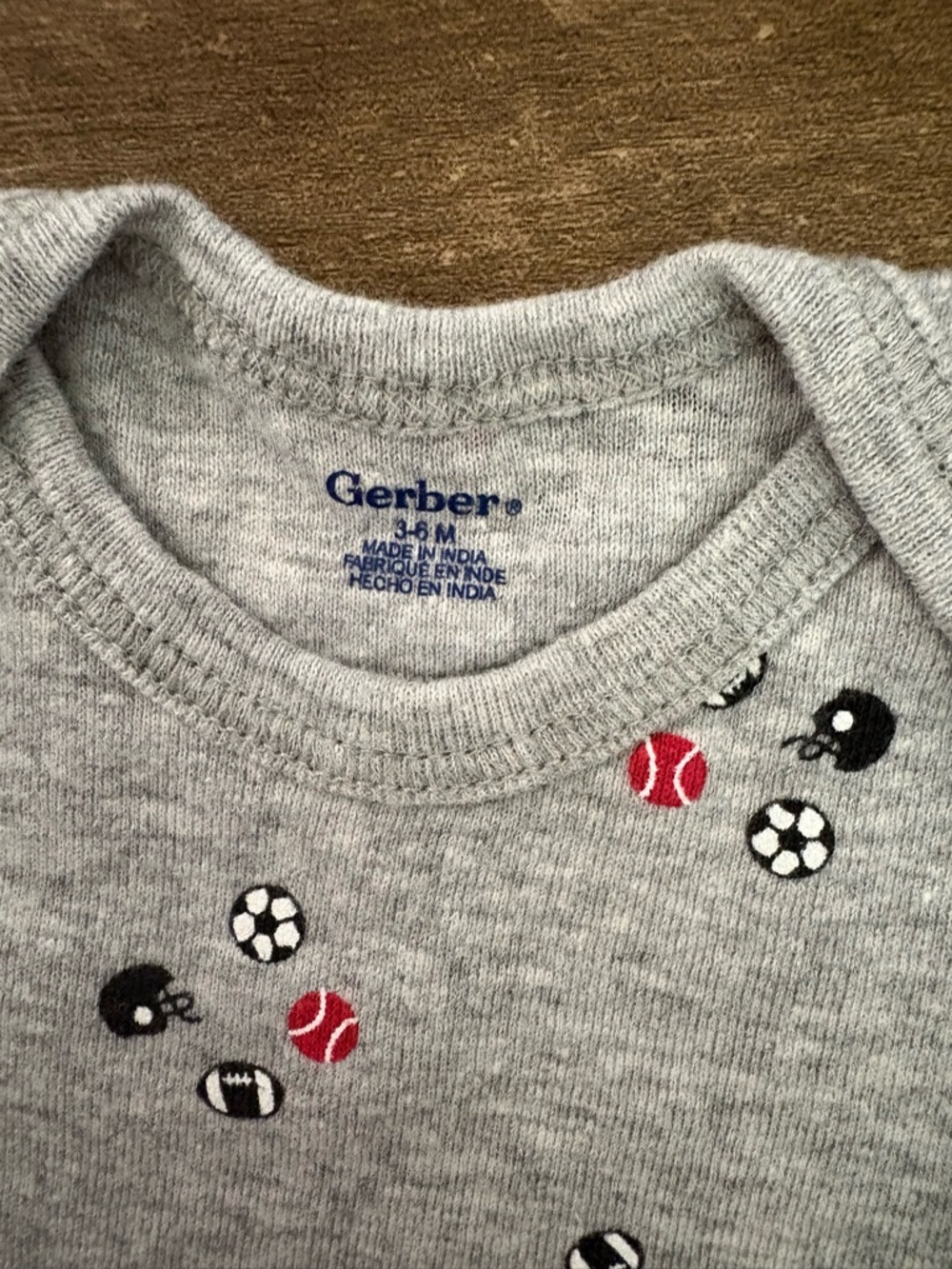 Gerber Gray and Light Blue Baby Matching Set - Sports Print - Picture 4 of 5